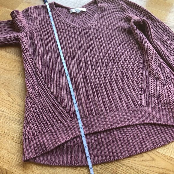 Ann Taylor LOFT Mauve Pointelle Ribbed Sweater Size Small - Picture 10 of 10